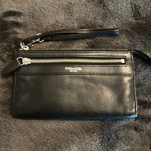 COACH Black Leather Wristlet